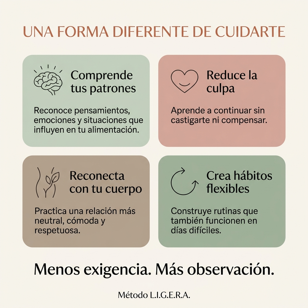Método L.I.G.E.R.A. — Programa de 8 semanas para comprender la alimentación emocional