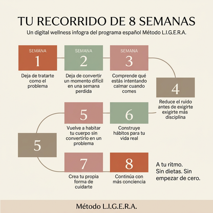 Método L.I.G.E.R.A. — Programa de 8 semanas para comprender la alimentación emocional