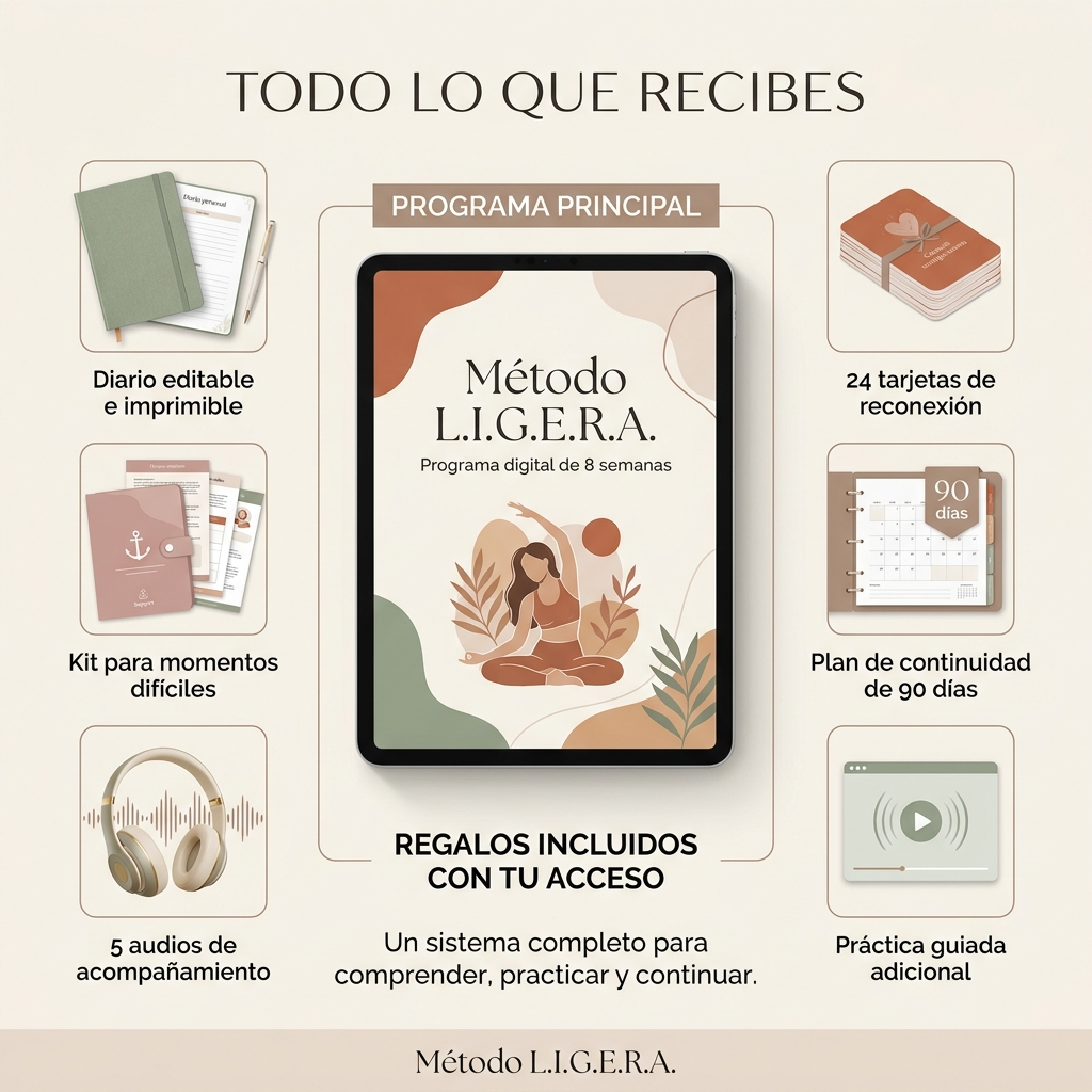 Método L.I.G.E.R.A. — Programa de 8 semanas para comprender la alimentación emocional